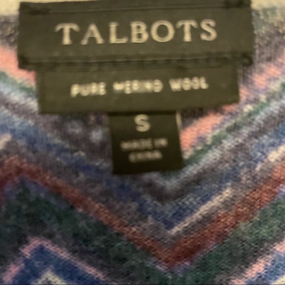Talbots Pure Merino Wool V Neck Lightweight Blue Sweater Top Size Small - Picture 3 of 6